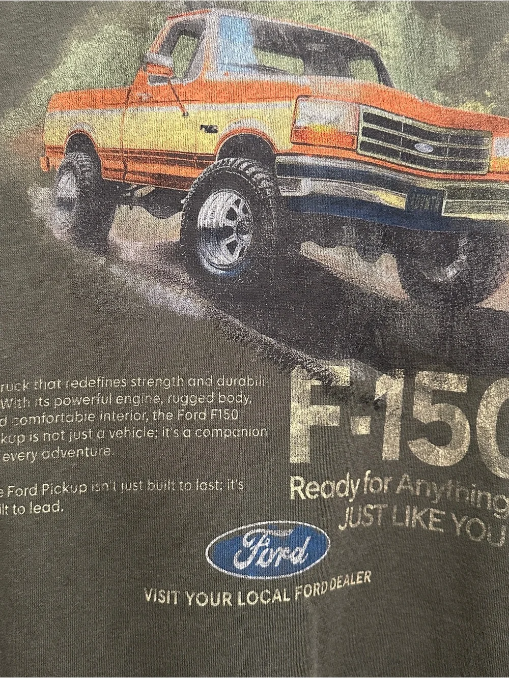 Ford Olive Green Crewneck with Orange Truck Graphic